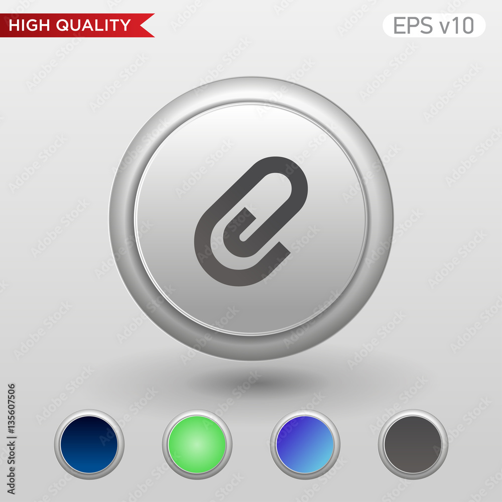Clip icon. Button with clip icon. Modern vector. Clip icon. Button with clip icon. Modern vector.