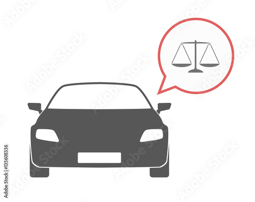 Isolated car with a justice weight scale sign