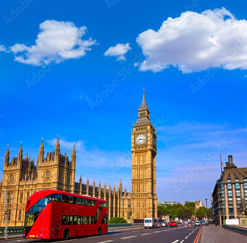 Carta da parati Londra - Carta da parati Big Ben Clock Tower and London Bus