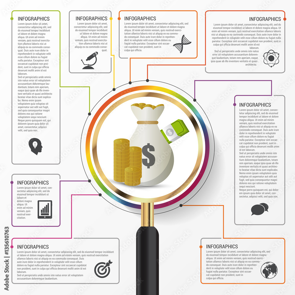 infographic template with money bag. Vector Stock Vector | Adobe Stock