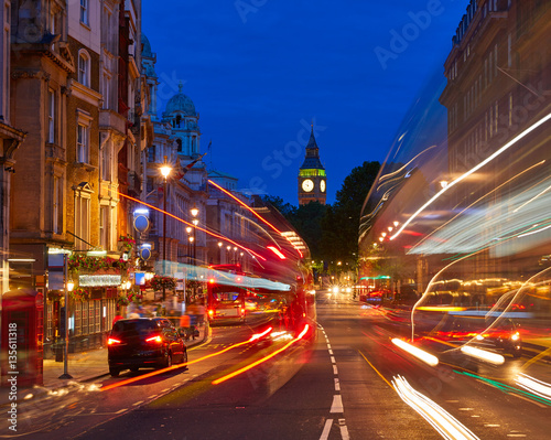 London Big Ben from Trafalgar Square traffic