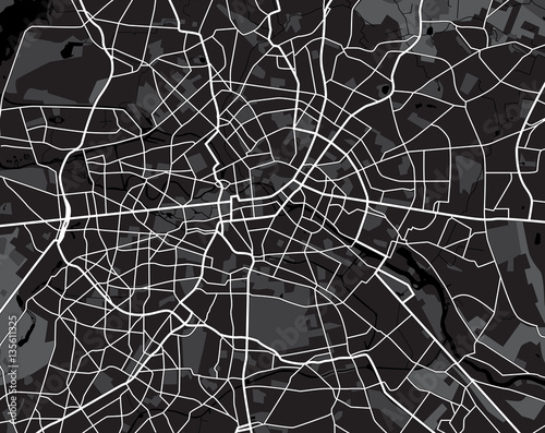 Obraz na płótnie Black and white scheme of the Berlin, Germany. City Plan of Berl