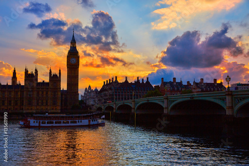 Big Ben Clock Tower London at Thames River