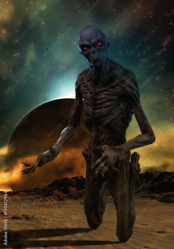 Naklejka premium 3D rendering of a creepy monster