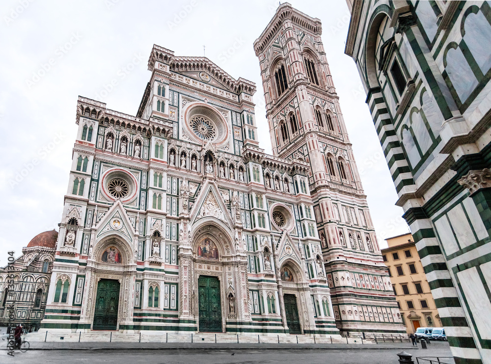 view Florence Cathedral and campanile in morning