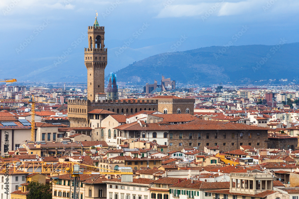 skyline of Florence town with Palazzo Vecchio