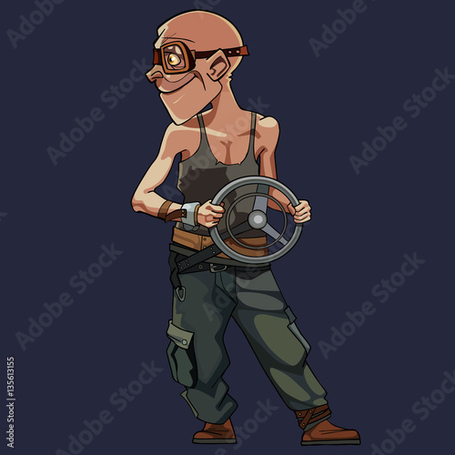 cartoon character postapocalypse man with the wheel