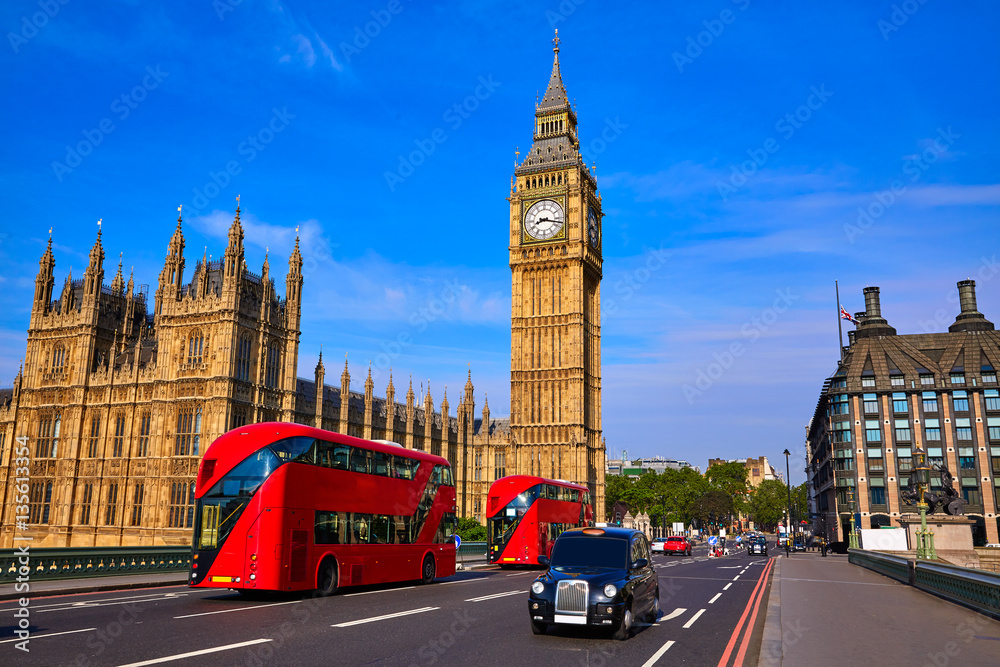 Fototapeta Wieża zegarowa Big Ben i London Bus