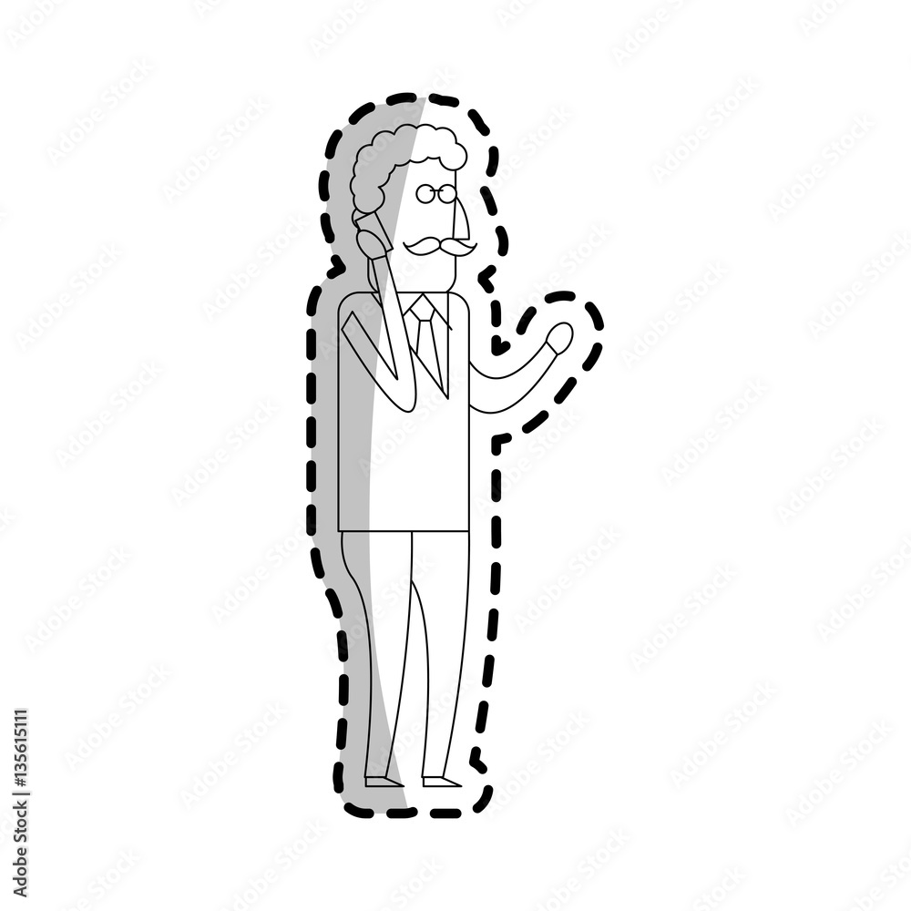 Fototapeta premium man using a smartphone cartoon icon over white background. vector illustration
