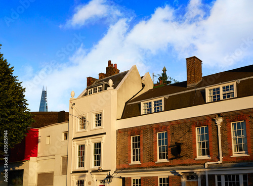 London facades old brick along Thames