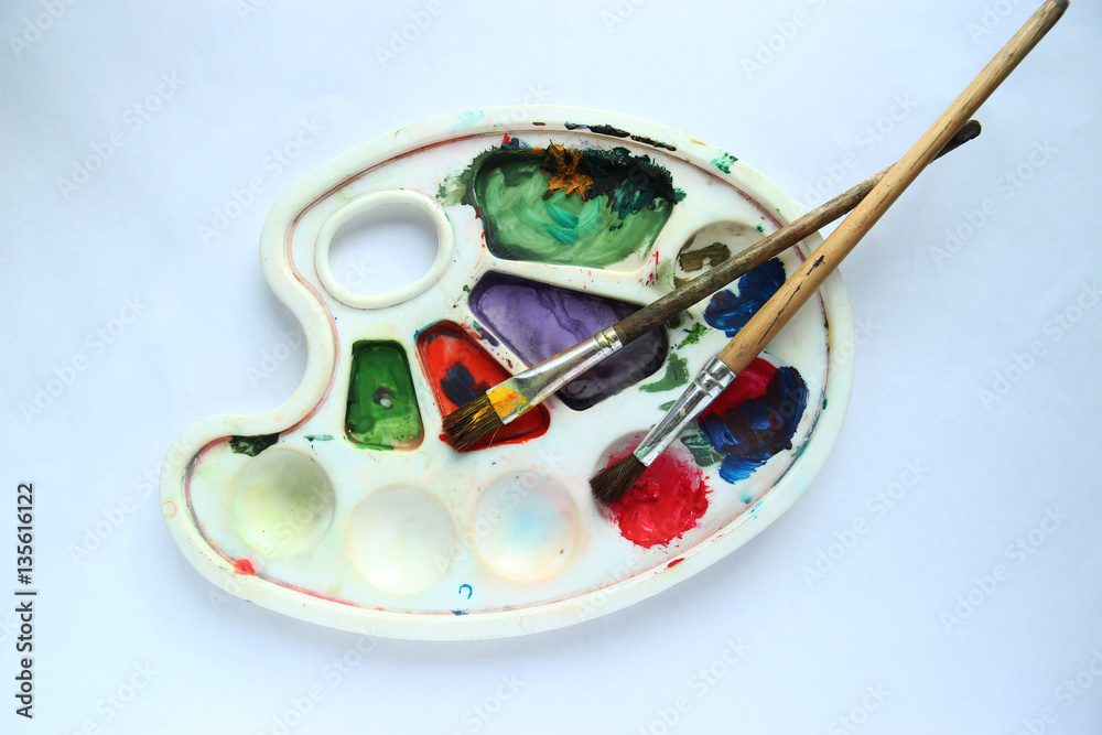 Palette and brush for drawing Palette and brush for drawing