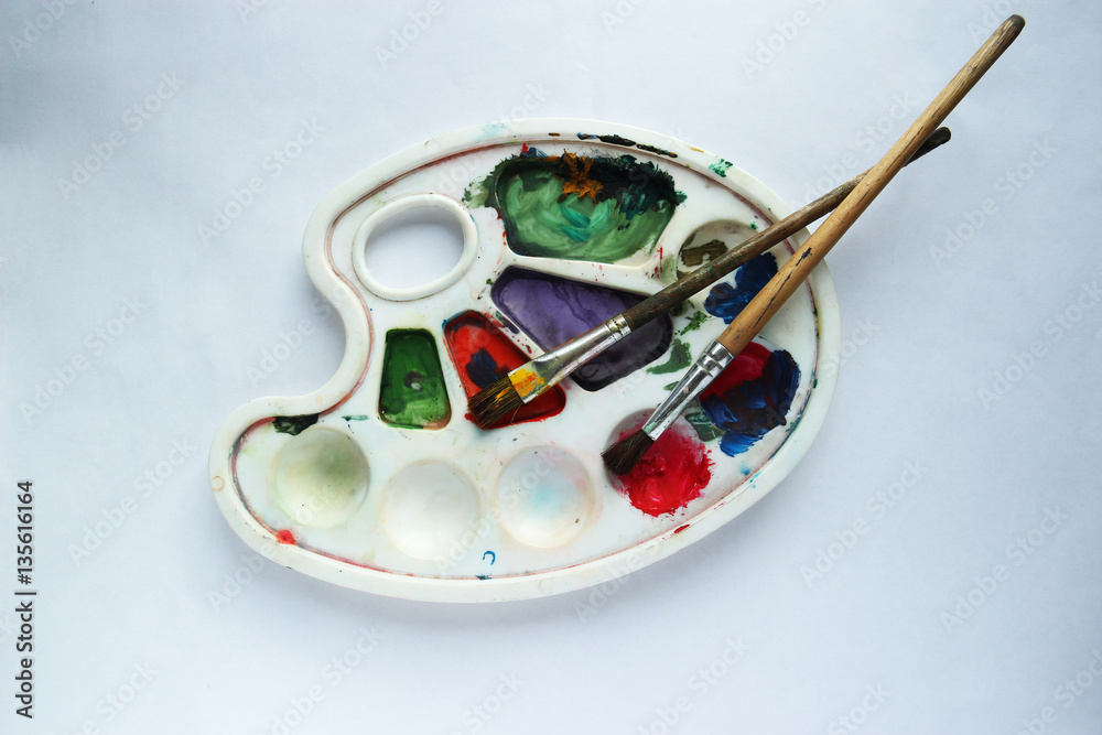 Palette and brush for drawing Palette and brush for drawing