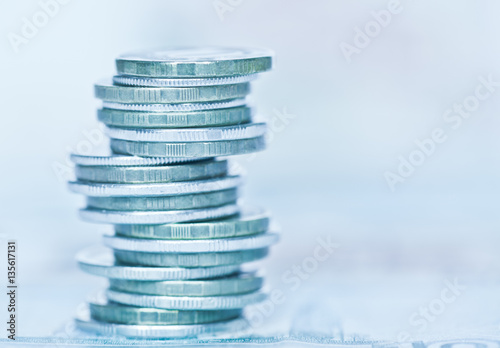 Stack of rubles coins photo