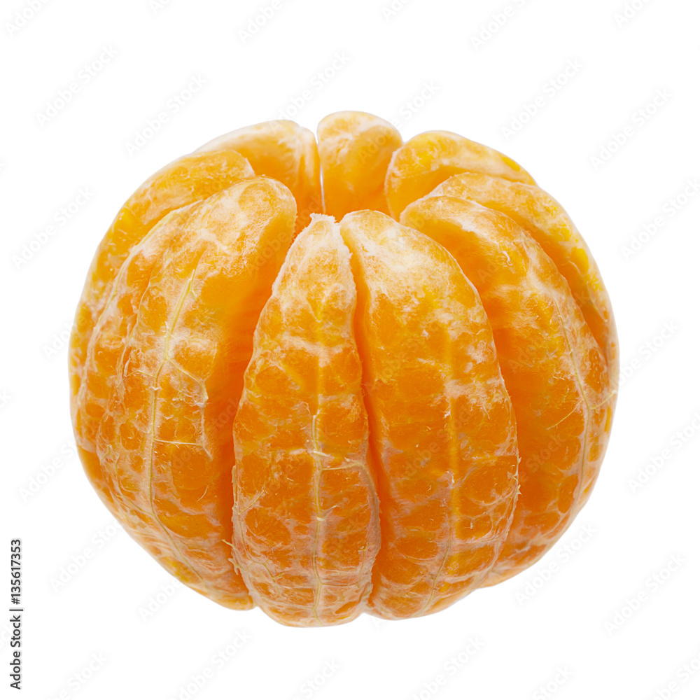 Peeled tangerine or mandarin fruit isolated on white background cutout Peeled tangerine or mandarin fruit isolated on white background cutout