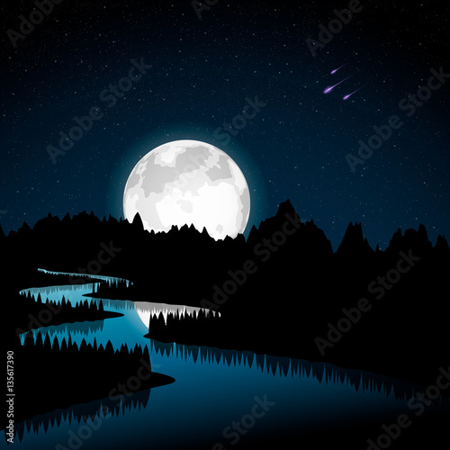 Silhouette river at evening