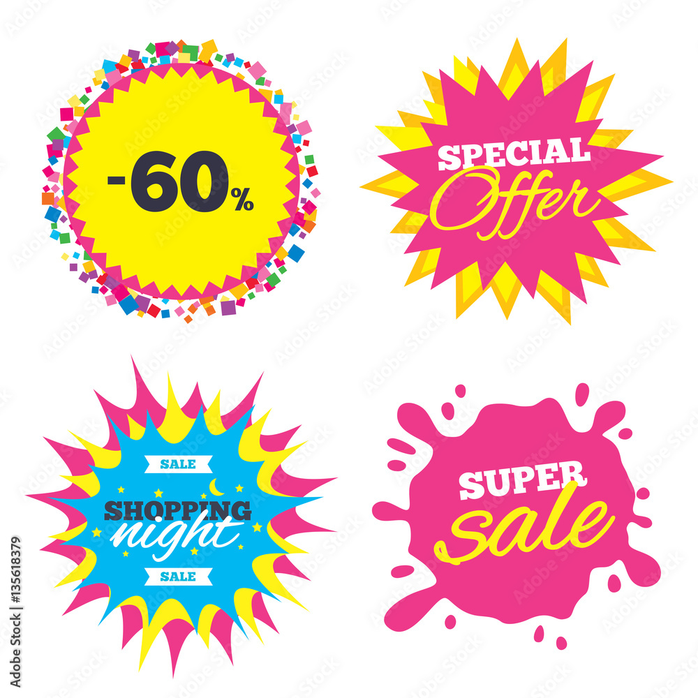 60 percent discount sign icon. Sale symbol. 60 percent discount sign icon. Sale symbol.