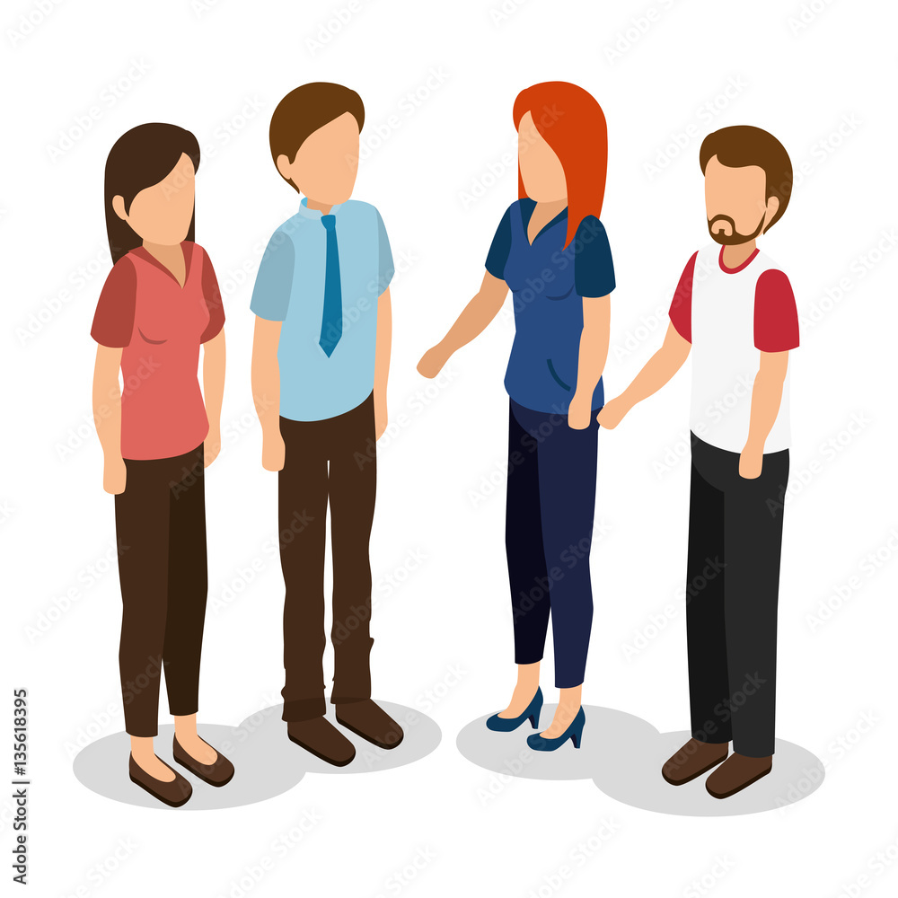 Obraz premium Group of businesspeople gathered vector illustration design