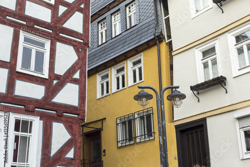 Corner of three typical German houses