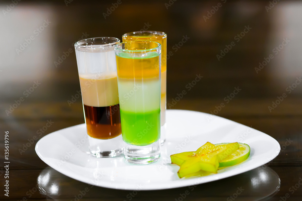 Fruit cocktail with chocolate and fruit