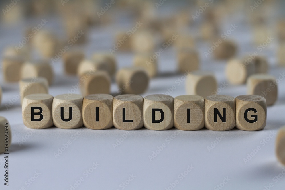 building - cube with letters, sign with wooden cubes building - cube with letters, sign with wooden cubes
