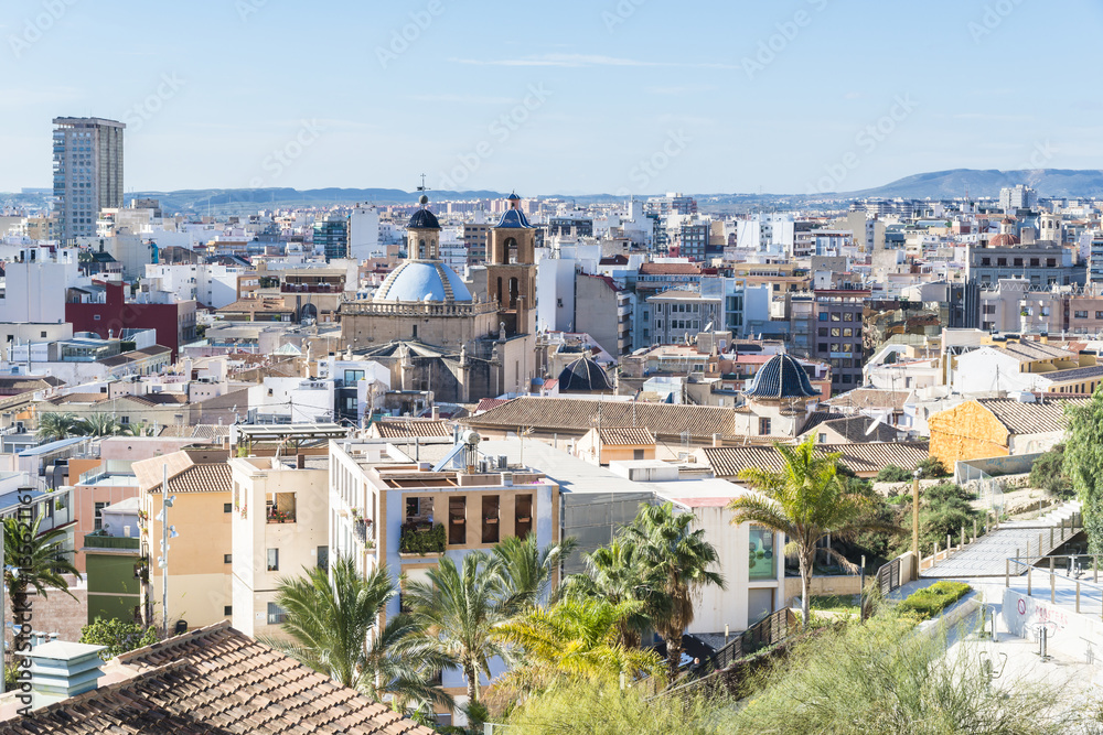 Panoramic view of ancient city of Alicante, Costa Blanca, Spain
