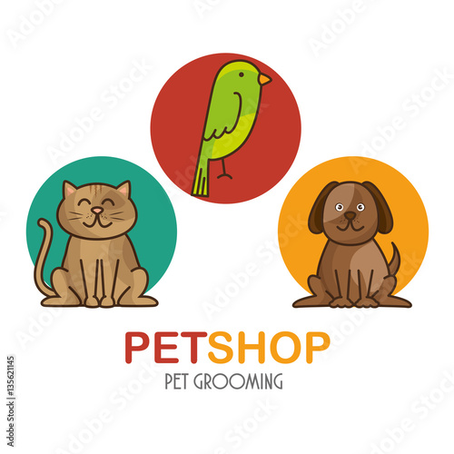 group animals pet shop vector illustration design