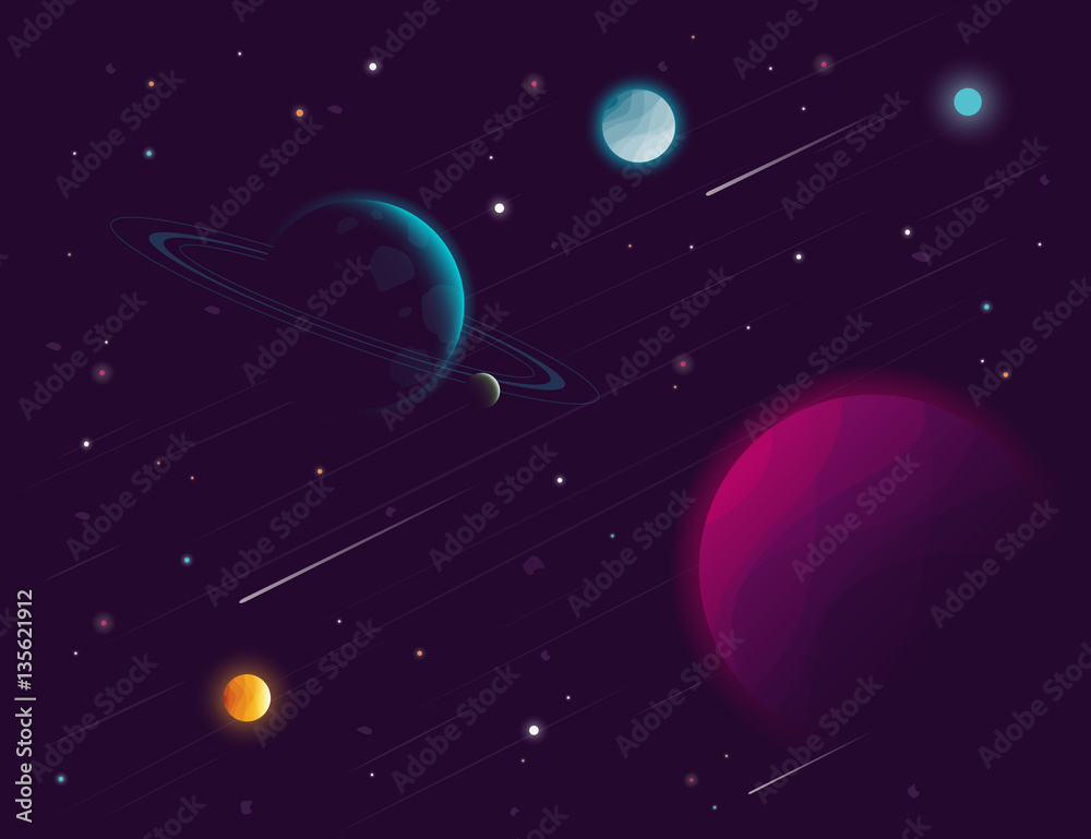 Space background. Vector illustration - obrazy, fototapety, plakaty 