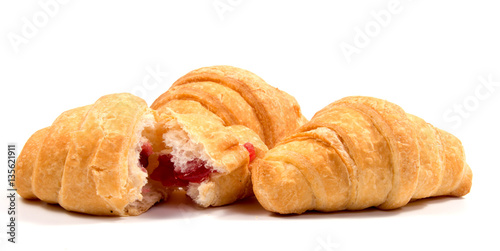 Fresh butter croissant, isolated on white background.