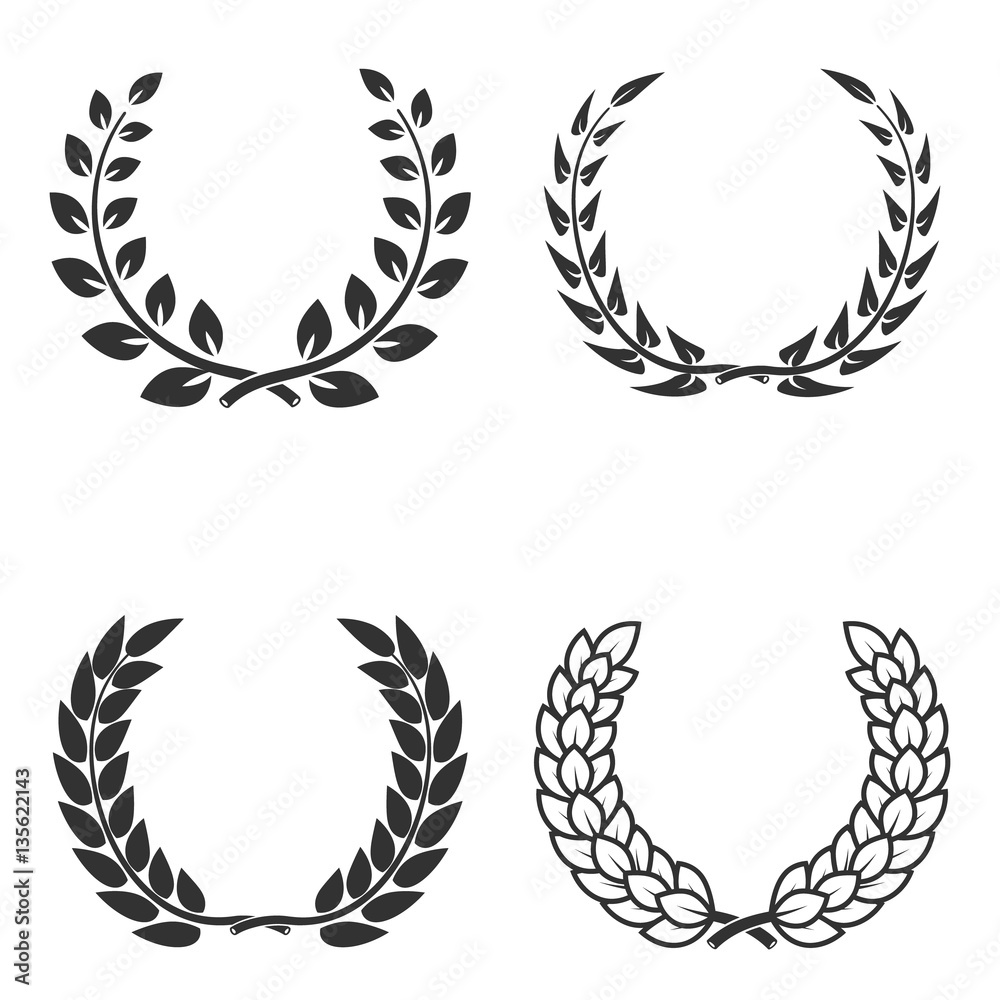 Set of laurel wreaths isolated on white background. Design eleme Set of laurel wreaths isolated on white background. Design eleme