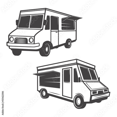 Set of food trucks isolated on white background. Design elements