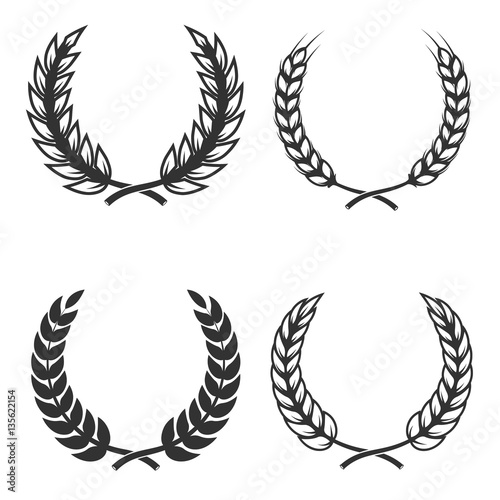 Set of wreaths isolated on white background. Design element for