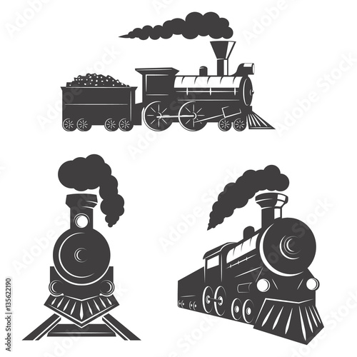 Set of trains icons isolated on white background. Design element
