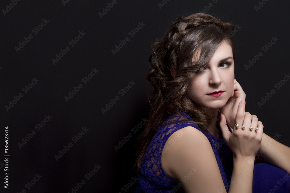 Elegant hairstyle with braids on beautiful woman. Elegant hairstyle with braids on beautiful woman.