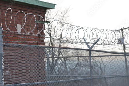 barbed wire prison fence