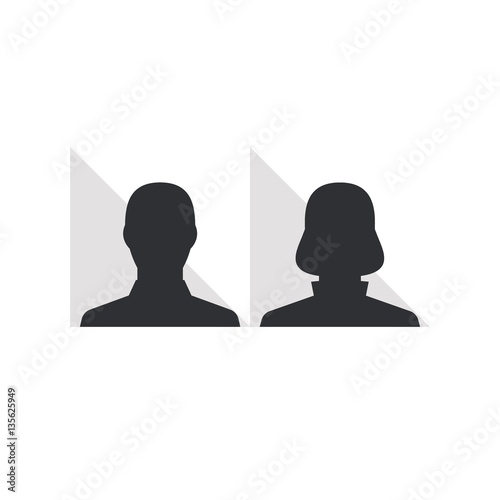 Vector. Man and woman silhouette / avatar / profile picture. Light shadow.