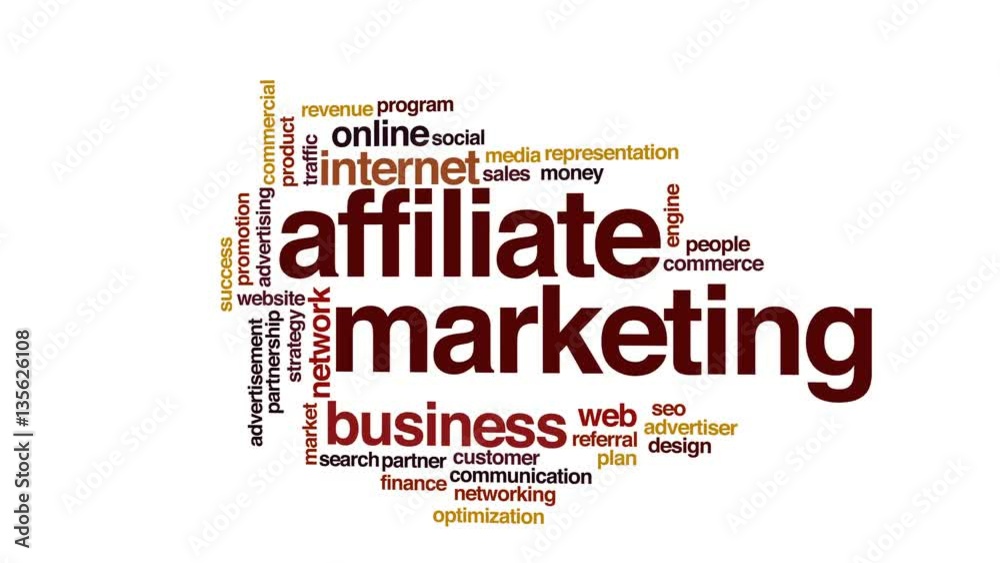 Affiliate marketing animated word cloud, text design animation. Affiliate marketing animated word cloud, text design animation.
