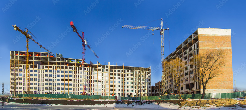 Construction of high-rise building tower crane