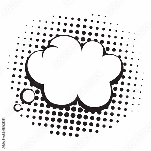 Vintage Pop Art Comics Speech Bubbles Vector Black and White Thinking Illustration Icon