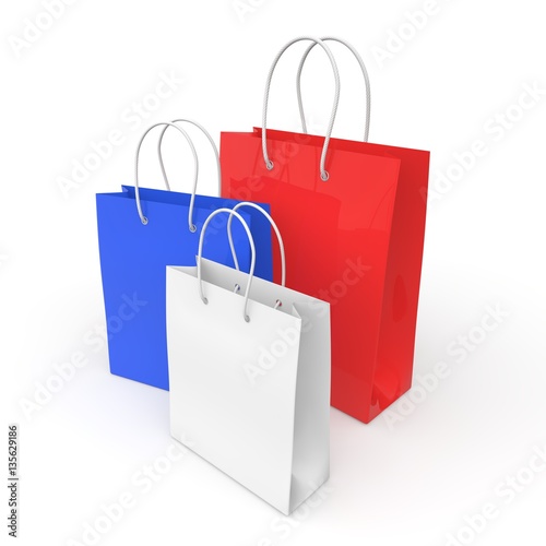 White, red and blue empty bags to buy