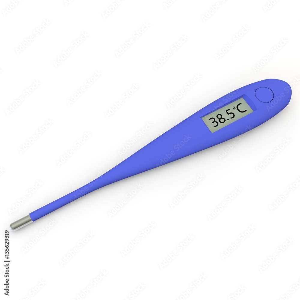Digital thermometer shows a temperature of 38.5 degrees Celsius Digital thermometer shows a temperature of 38.5 degrees Celsius