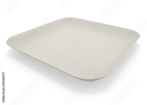 A cardboard saucer for a meal on white isolated background