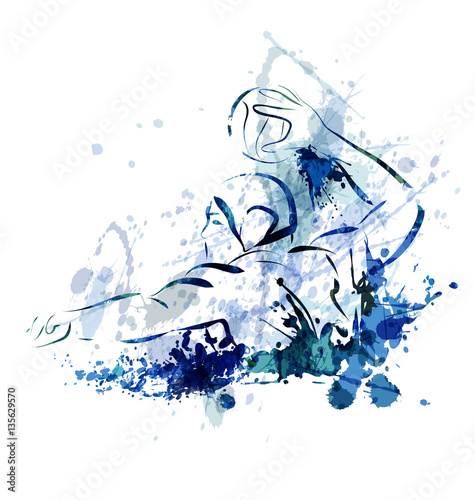 Watercolor vector illustration of a water polo player