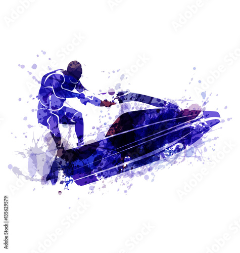 Vector illustration of a rider on a water scooter