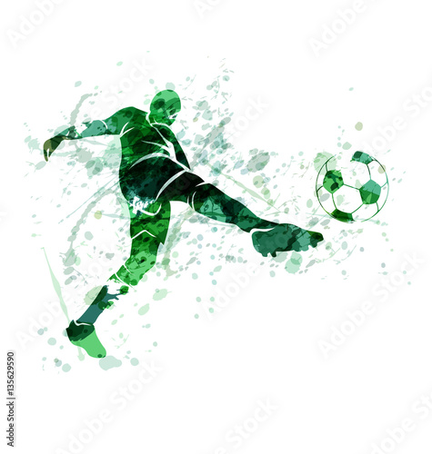 Vector illustration of a football player with the ball