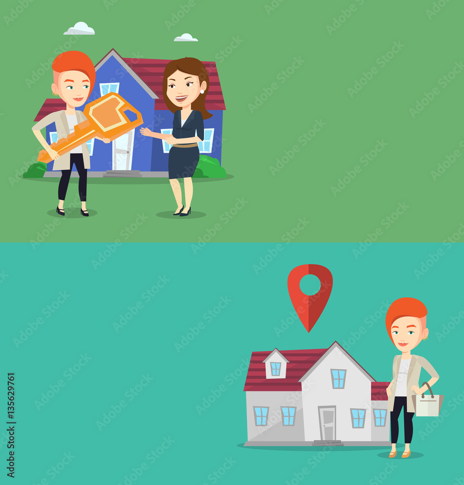 Two real estate banners with space for text. Two real estate banners with space for text.