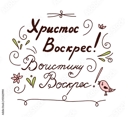 Russian lettering card Christ is risen