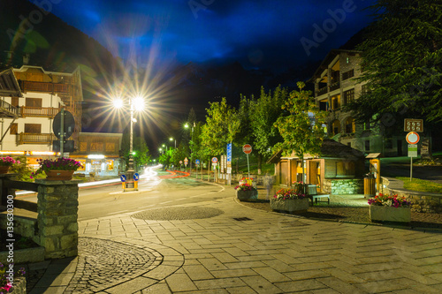 Summer night in Courmayeur, Italy just after a rain storm