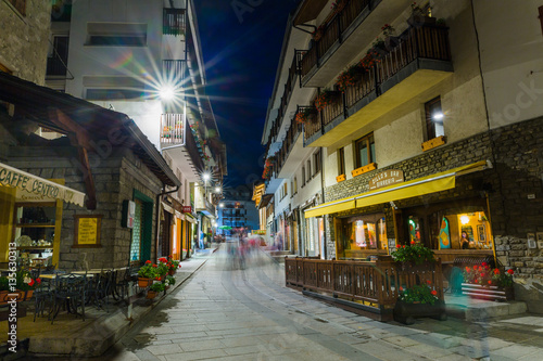 Fototapeta Naklejka Na Ścianę i Meble -  Summer night in Courmayeur, Italy just after a rain storm