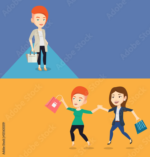 Two shopping banners with space for text.