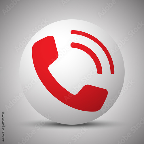 Red Phone icon on white sphere